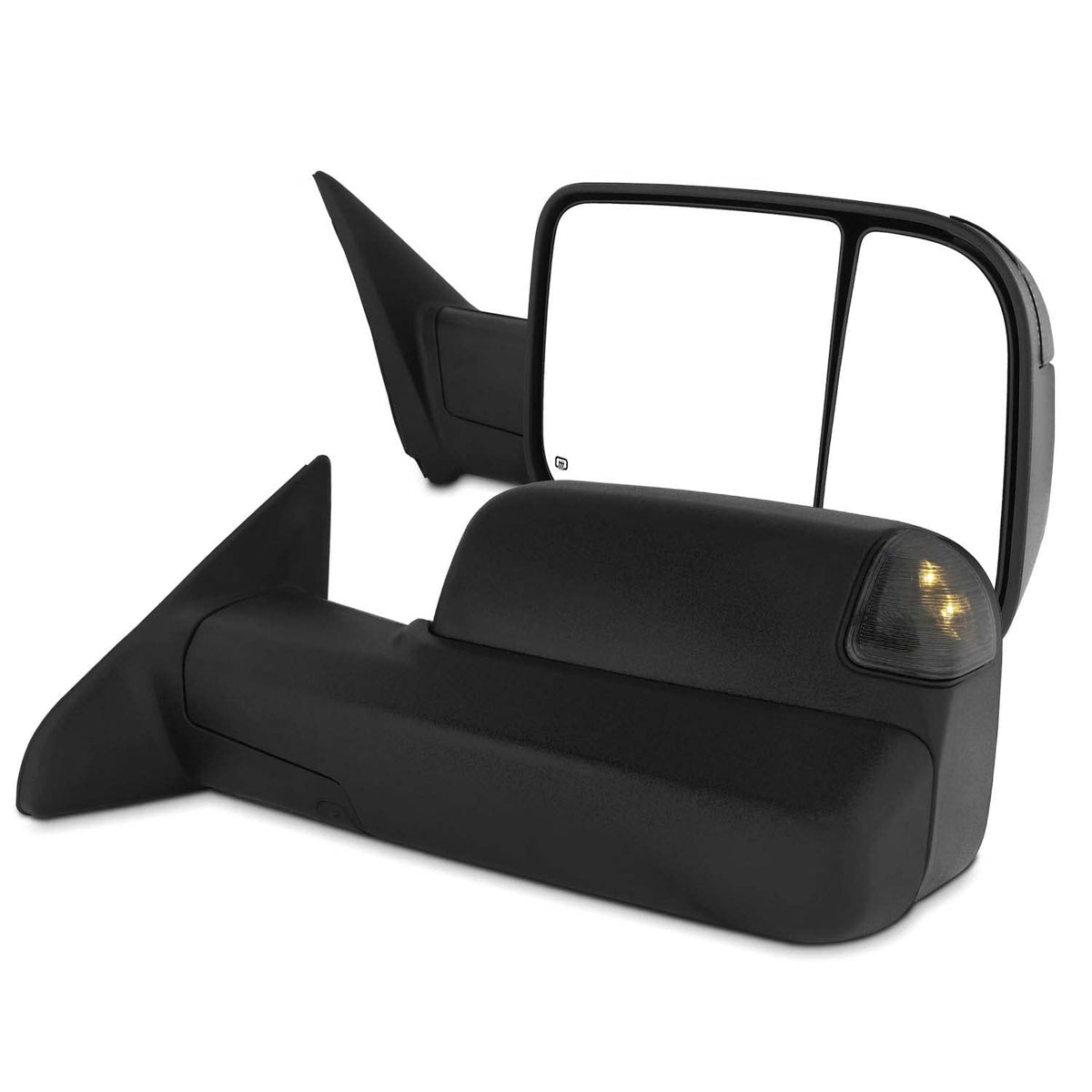 Akkon - For 2009-2018 Dodge Ram Towing Mirrors With Power Folding | Temperature Sensor |Heat | Turn Signal | Light - Smoke Black