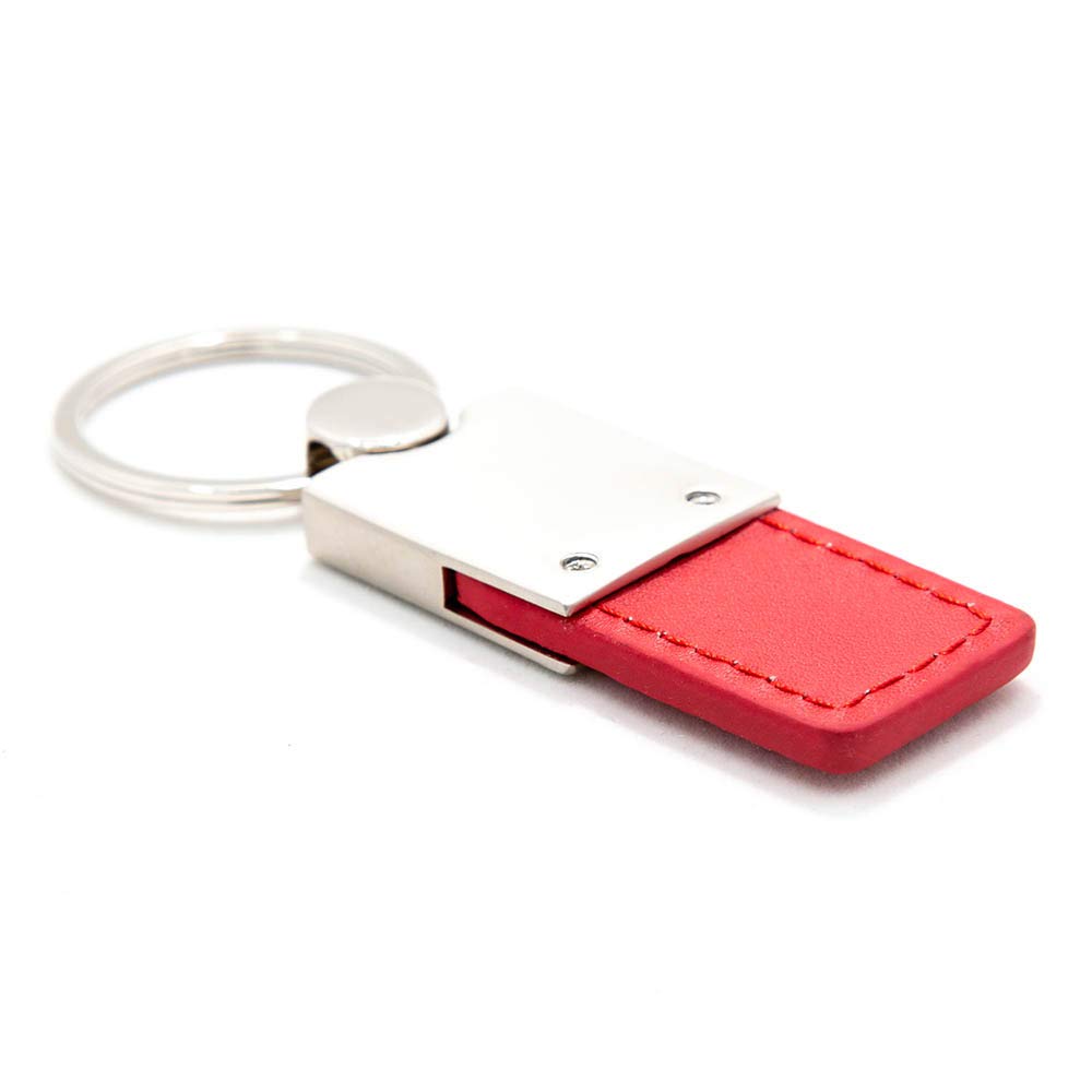 Au-Tomotive Gold Duo Rectangular Leather Key Chain For Ford Ranger (Red)