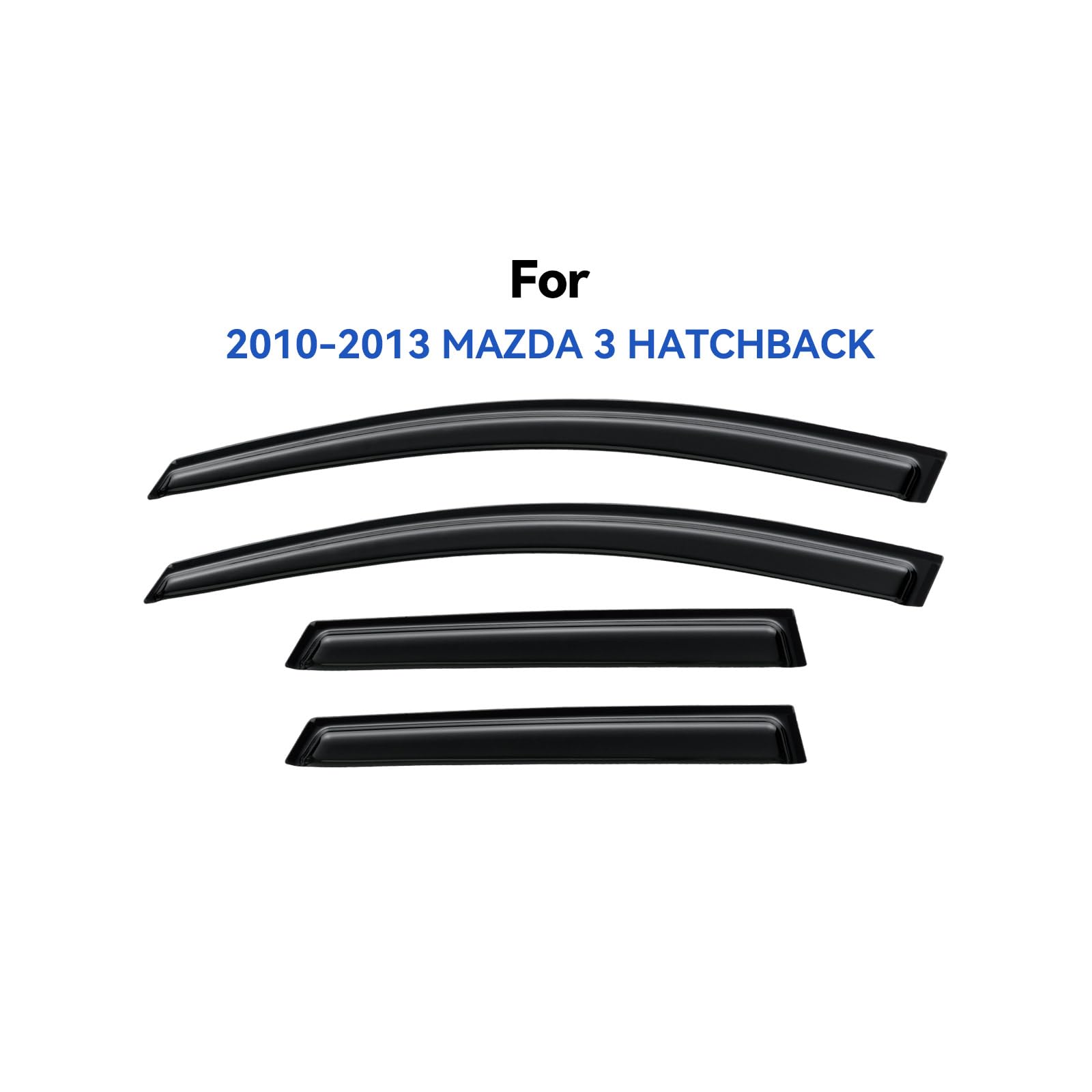 Window Visors Rain Guards Shield for 2010 2011 2012 2013 Mazda 3 Hatchback, Out-Channel Window Vent Wind Deflectors Visors Shade