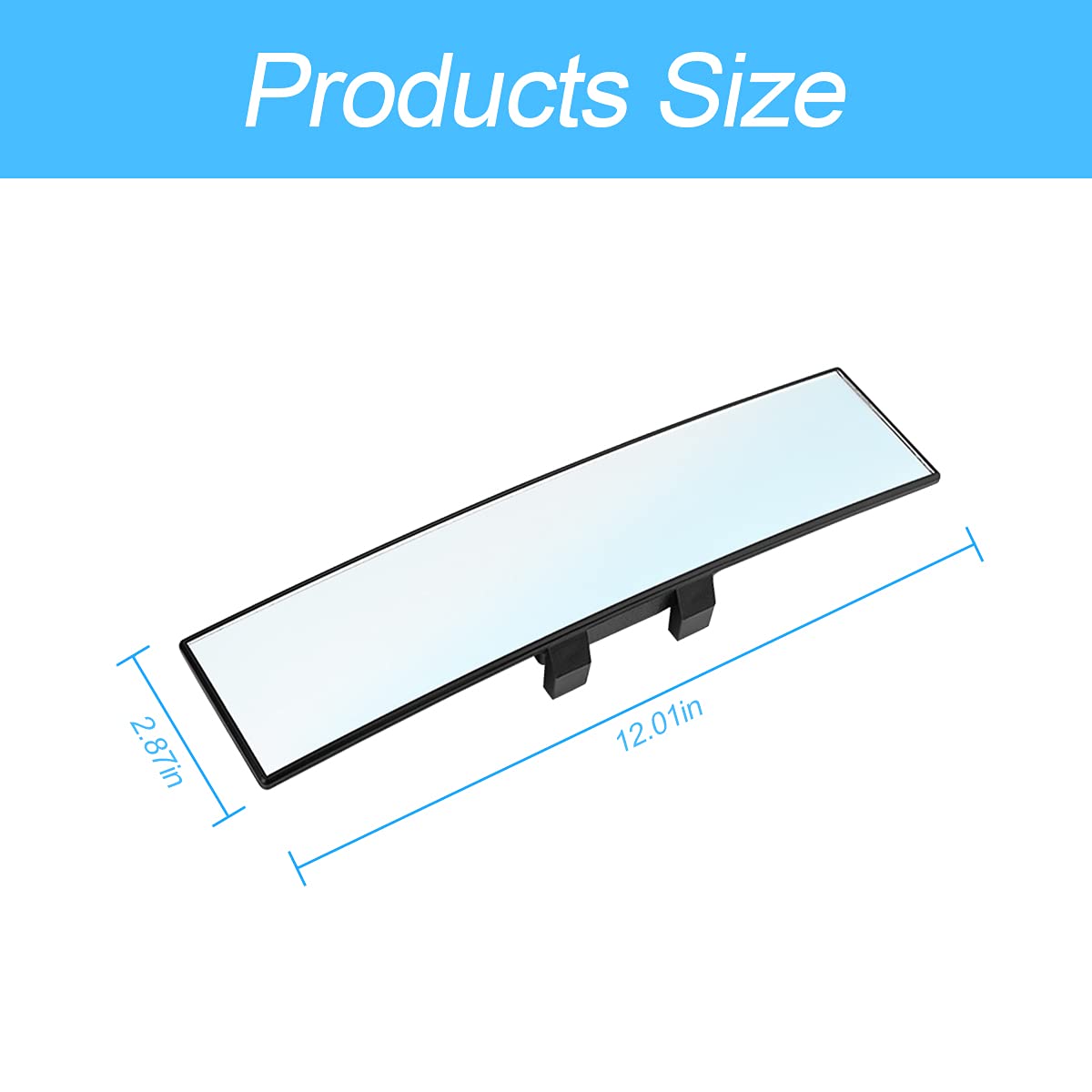 8Sanlione Car Rearview Mirrors, Shock Resistant Interior Clip-On Panoramic Rear View Mirror For Car, Wide Viewing Range, 12 Inch