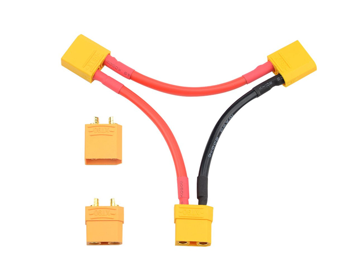 Wmycongcong 1 Pair Xt90 Male Female Battery Connector And 1 Pcs Xt90 Battery Series Connector 10 Gauge Wire For Rc Battery Helic
