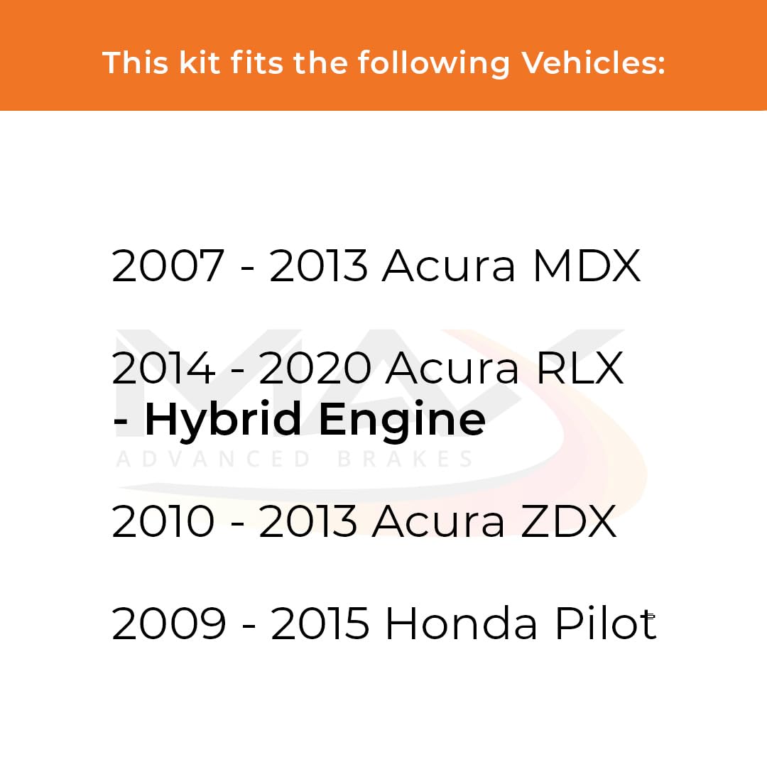 Max Advanced Brakes Front Brake Kit Compatible With 2007-2013 Honda Pilot Compatible With Acura Mdx Rlx Hybrid Zdx Replacement P