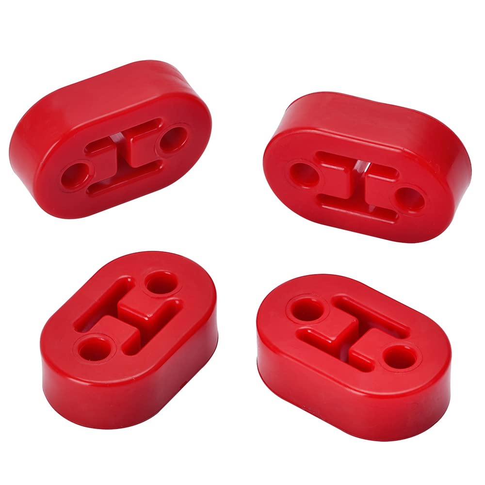 Ptnhz Racing Universal 4Pcs Polyurethane Exhaust/Muffler Rubber Short Hanger Insulator Bracket Bushing Mount 10Mm Red