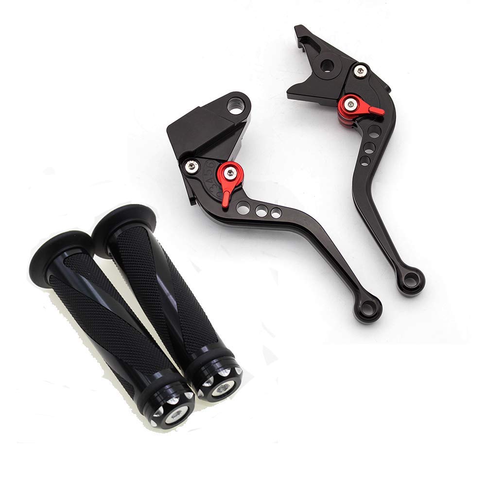 Krace Motorcycle Clutch Brake Levers Set Fit For Yamaha Yzf R1 2002 2003,R6 1999-2004,Fz1 Fazer 2001-2005,R6S Usa Canada Version 2006-2009 W. 7/8' 22Mm Rubber Handlebar Hand Grips