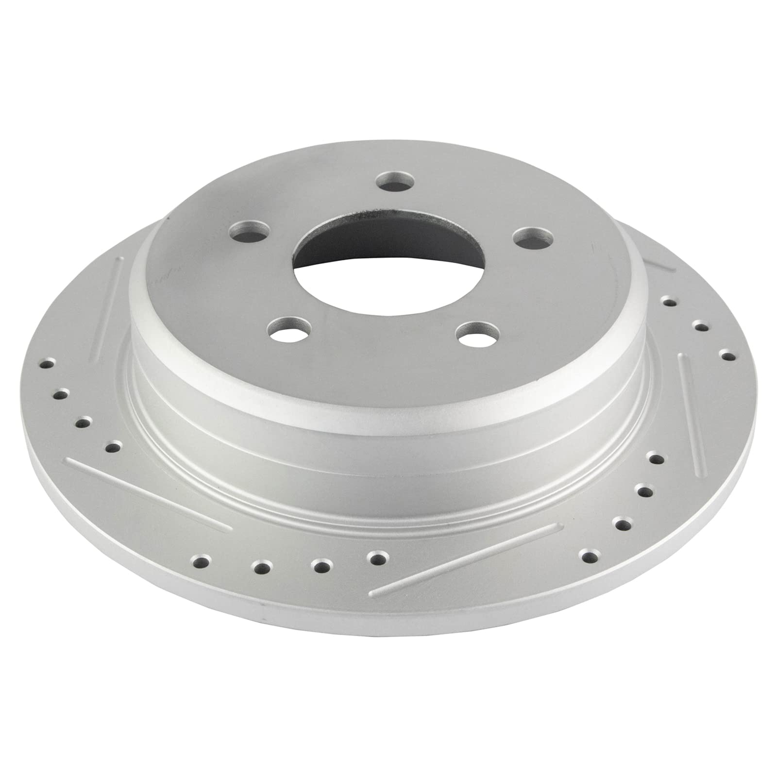 Trq Brake Rotors Set Premium G-Coated 2 Piece Slotted X Drilled Rear Driver & Passenger Side Compatible With 1993-1998 Jeep Gran