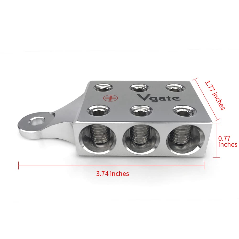 Vgate 6X2/0 Awg Gauge Post Battery Terminals, For Lithium Or Agm Lead Acid Battery With Bolt Down Ends Or Threaded Studs, M8 Or