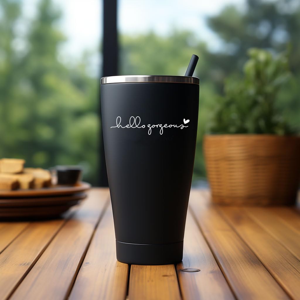 2 X Hello Gorgeous Rearview Mirror Vinyl Decal Sticker, Hello Gorgeous Decal, Self-Love, Self-Care Stickers, Car Windshield, Rea