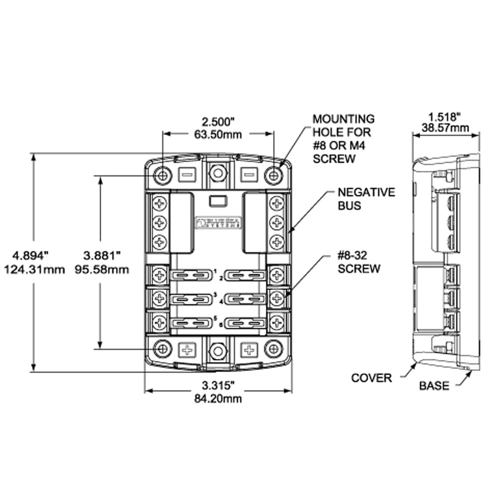 Blue Sea Systems 5030 St Blade Fuse Block 6 Circuit With Ground