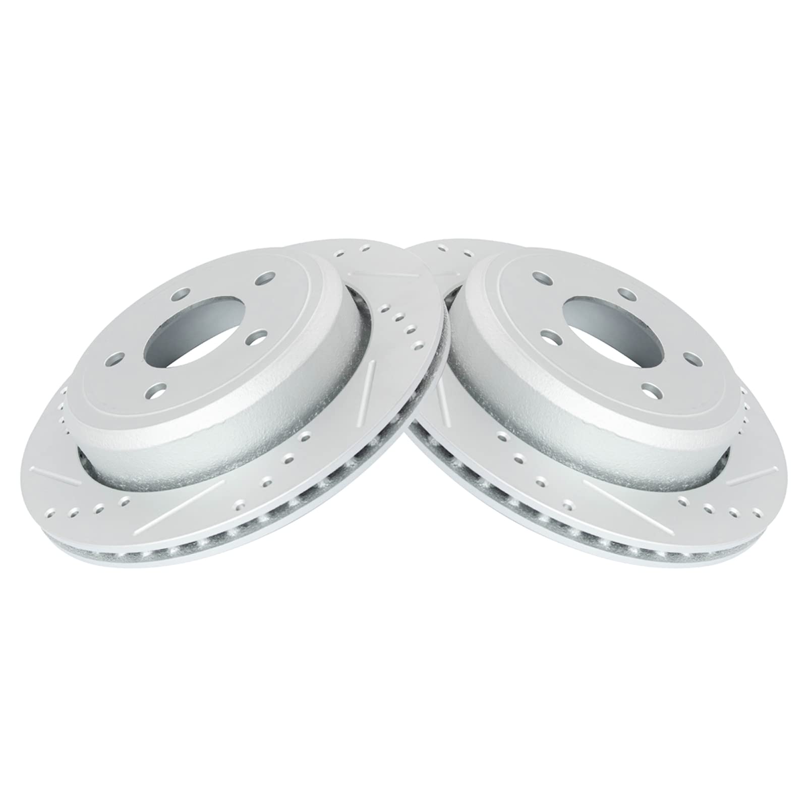 Trq Rear Performance Brake Rotors Set Premium G-Coated Cross Drilled & Slotted Compatible With 2003-2011 Ford Crown Victoria Mer