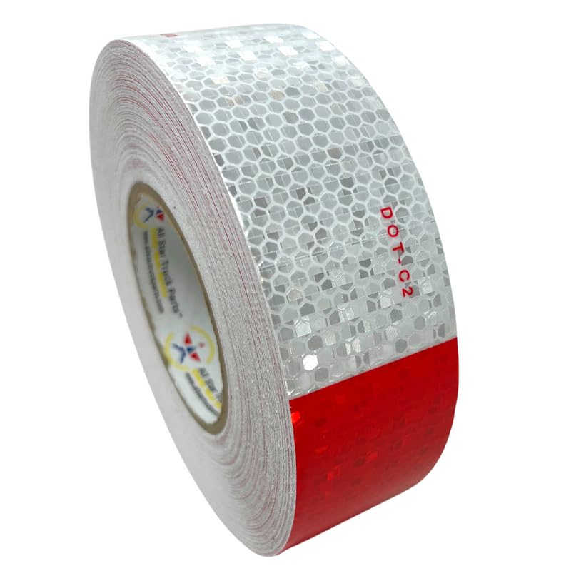 All Star Truck Parts] New 2'' x150' roll DOT-C2 Ultra Reflective Safety 6'' Red/ 6'' White Conspicuity Tape Truck Trailer Horse 
