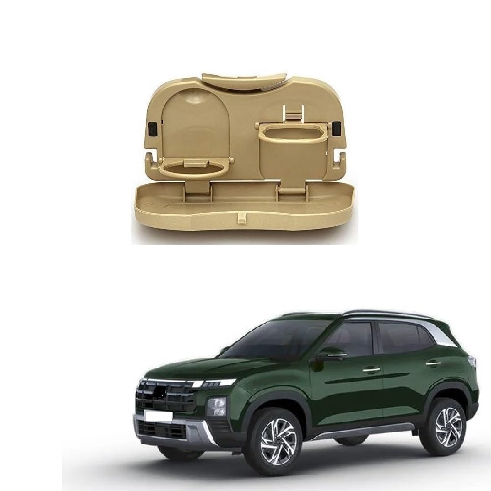Stylish Foldable Compact Car Back Seat Tray for Food/Drinks/Cup/Bottle Holder Universal Pack of 1 Suitable for Creta 2024 Onward