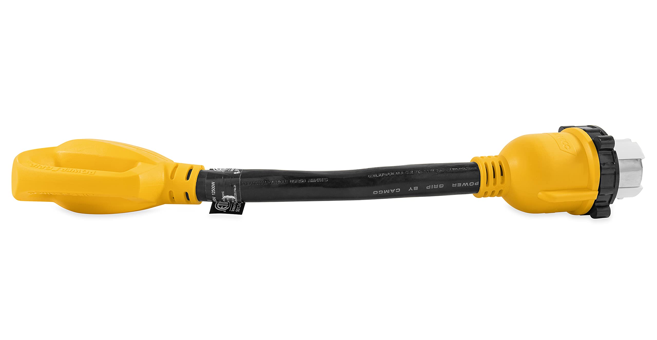 Camco 55552 18 14-50 50 AMP Standard PowerGrip Plug to SS2-50 50 AMP Locking Receptacle Adapter