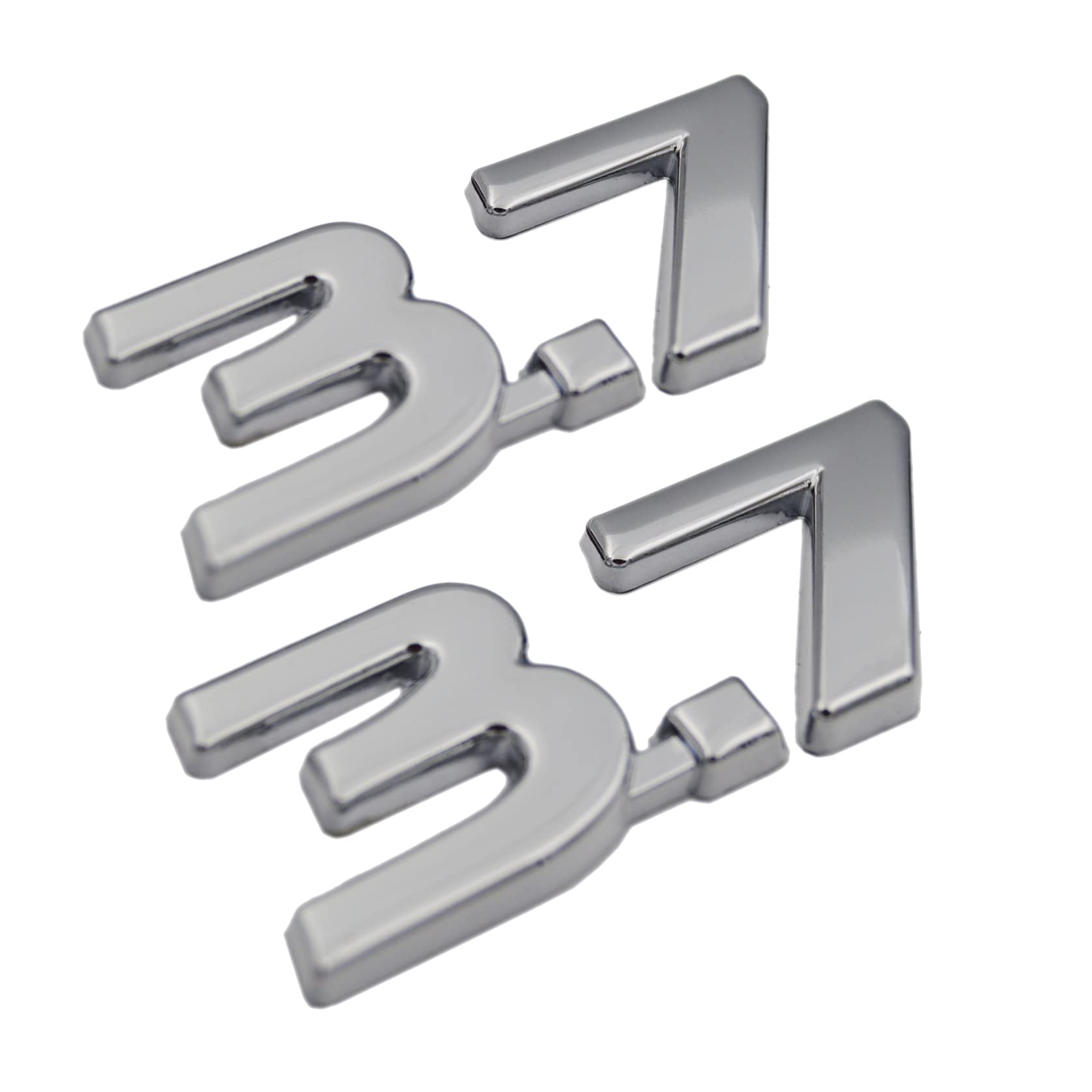 Chrome 3.7 Fender Side Boot Emblem Badge Decal for Infiniti Q50 QX70 2014 2015 2016 (Silver x2)