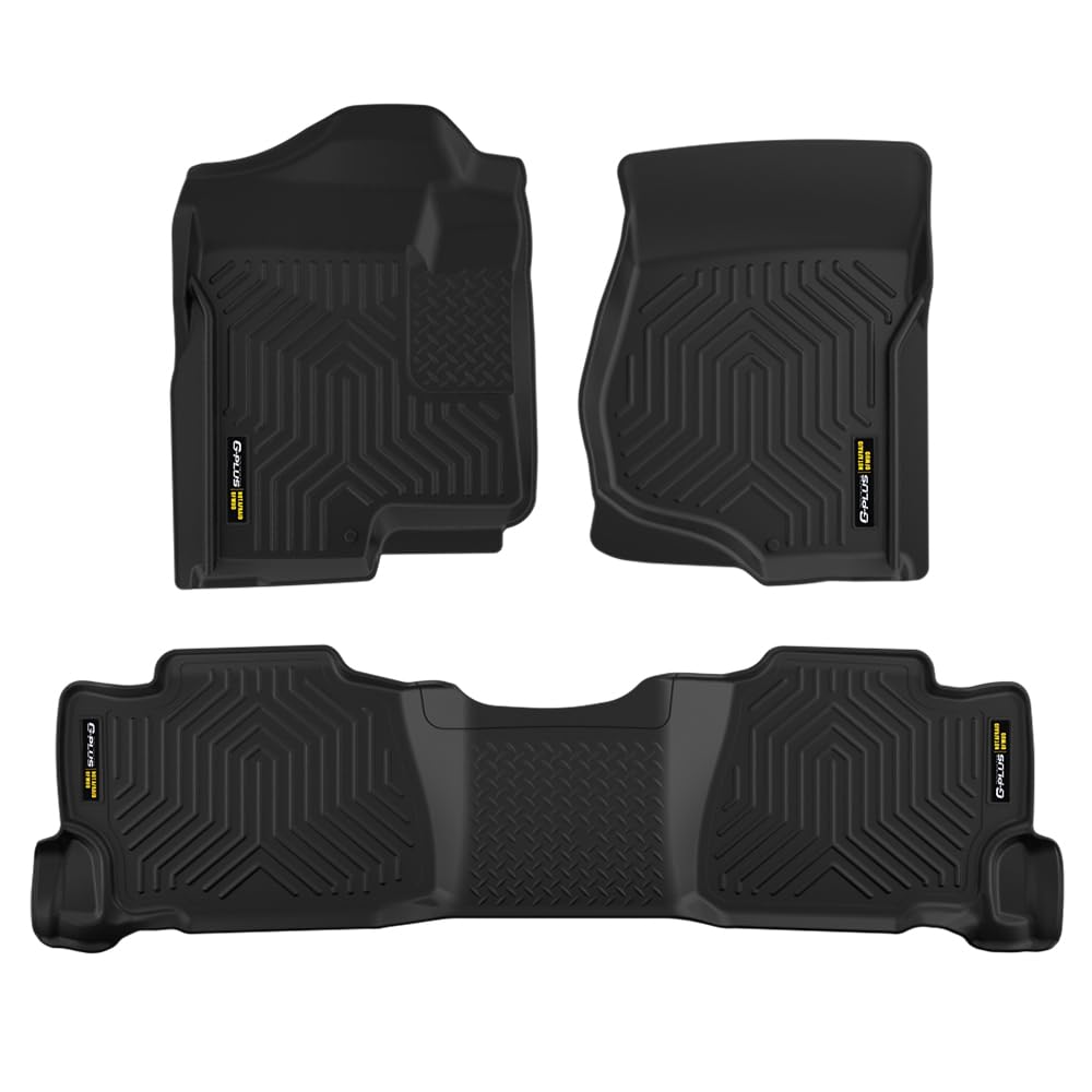 TPE 3PCS Floor Mats Liners Compatible with Chevy Silverado & GMC Sierra 1500 Crew Cab 2007-2013/2500 3500 Crew Cab 2007-2014, 1s