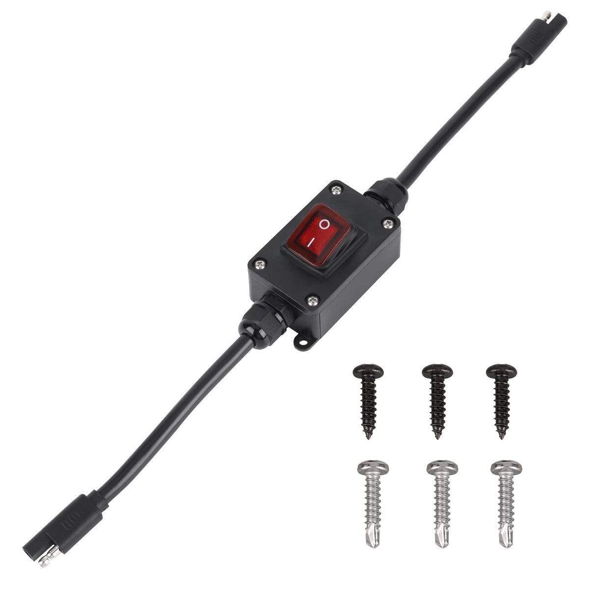 Inline 12V Power Switch, Briidea Ip65 Waterproof Sae Connector With Led Back-Lighted Indicator, 14 Awg Cable, Ideal For Solar Pa