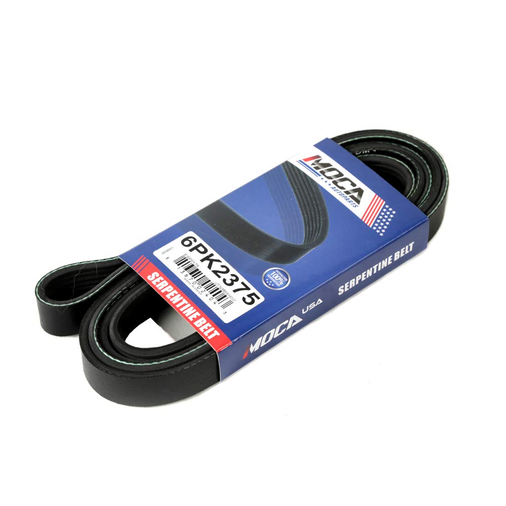 MOCA 6PK2375 EPDM Serpentine Belt fit 08-12 for Chevy Malibu 3.6L & 07-09 for Pontiac G6 & for Saturn Aura 3.6L & 90-92 for Ford