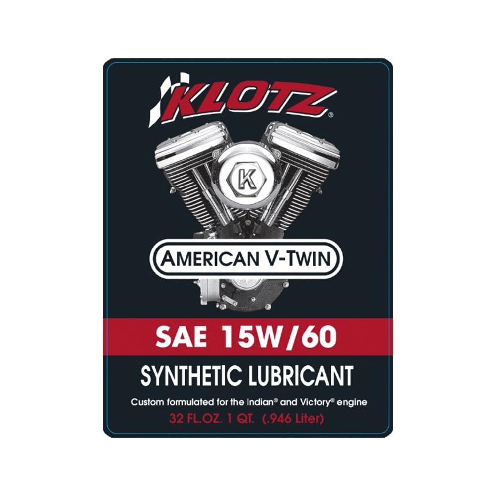 Klotz 15W-60 Synthetic Oil Change Kit For Indian™ Scout V-Twin Motorcycle (4 Quarts), 1 Filter, 2 Washers – Kh-120