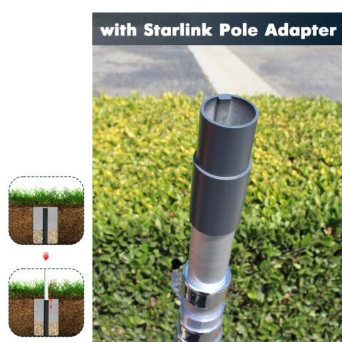 EEZ RV Products Telescopic 10ft Pole with Starlink Adapter and RV Ladder Mounting Bracket Kit (GEN 2 / V2) - Fits 1.0 Square L