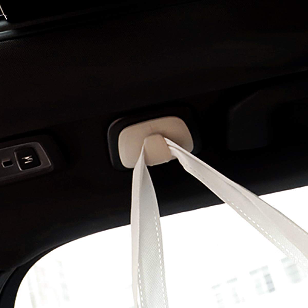 Xqauto Abs Plastic Interior Roof Hooks Clothes Hanger Hook Trim For Volvo V90 S90 Xc40 Xc60 Xc90 2015-2020 (Beige)