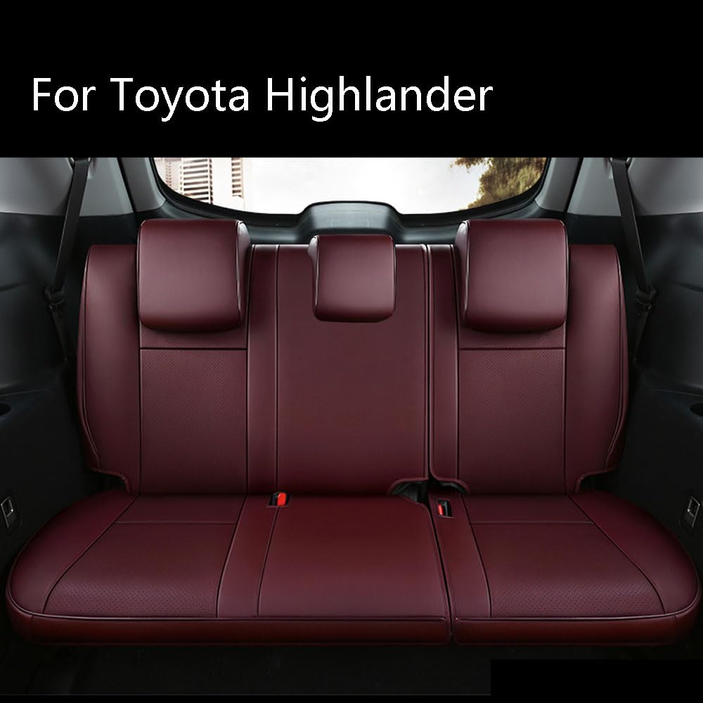 Cochefamilia Custom Fit Highlander Car Seat Covers For Select Toyota Highlander 2014 2015 2016 2017 2018 2019 - Three-Row,Second Row 40/60 Split,Leather (Burgundy)