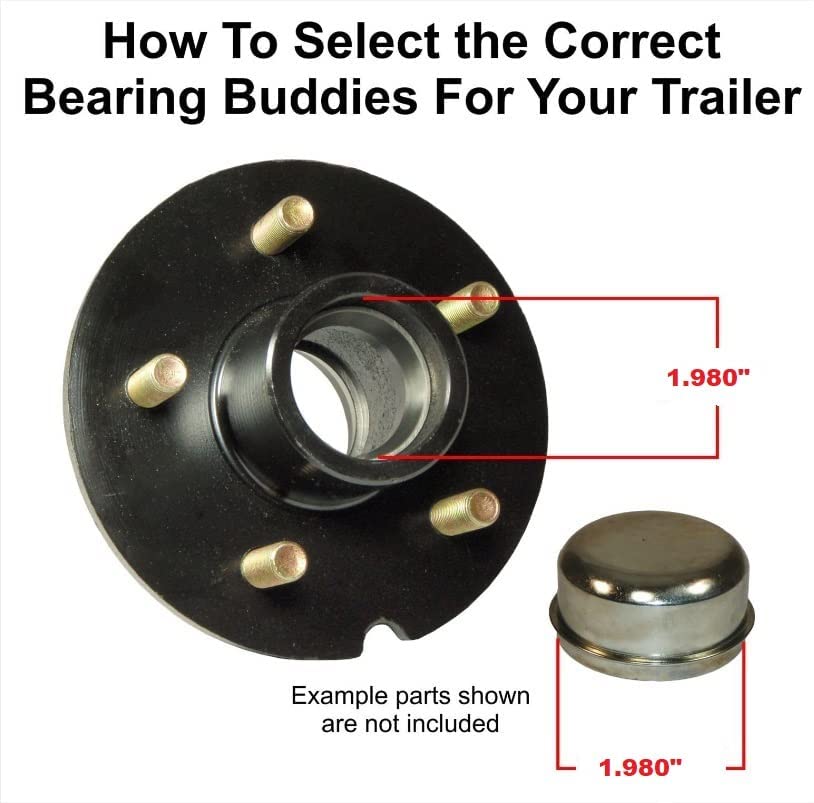 Bearing Buddy (2) 1.980'' Stainless Steel With Protective Bra & Blue Auto Check Feature For Boat Trailer Wheel Center Caps 1980A