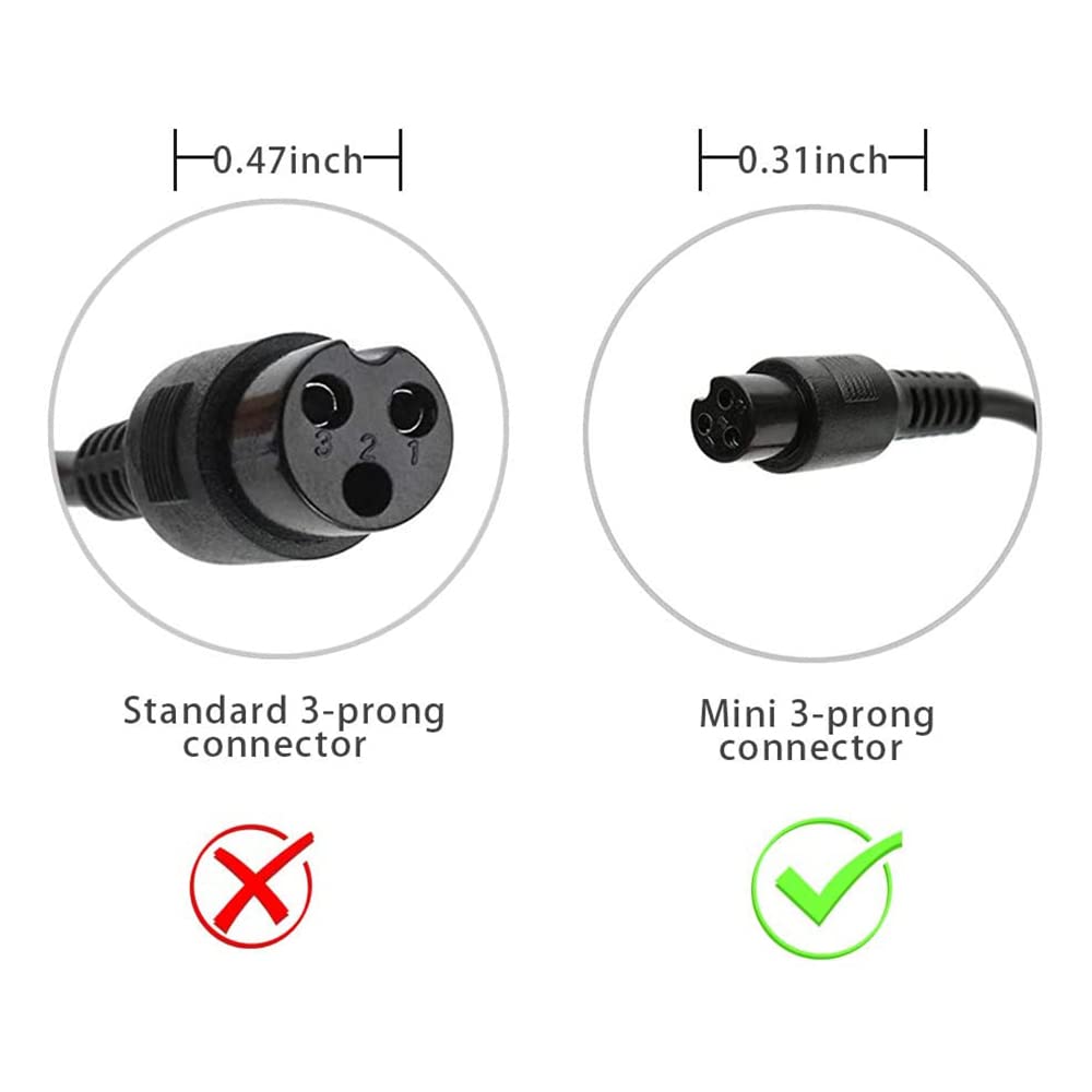 Wanhirus 42V 2A Battery Charger for 36V Scooter Lithium Battery with 8mm 3 Prong Connector - Power Supply Adaptor