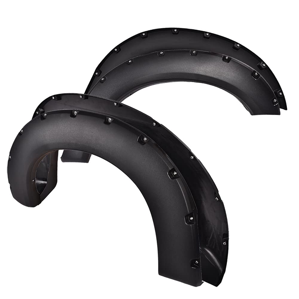 G-Plus Pocket Riveted Fender Flares, Compatible With 2011-2016 Ford F250 F350 Super Duty Styleside Model Only W/ 81.8 '' / 98.0