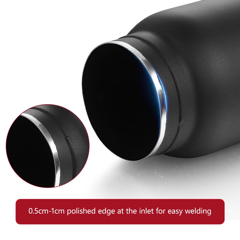 Lcgp 3'' Inlet Universal Exhaust Tip, 4'' Outlet - 5'' Long, Black Double Wall Angle Cut