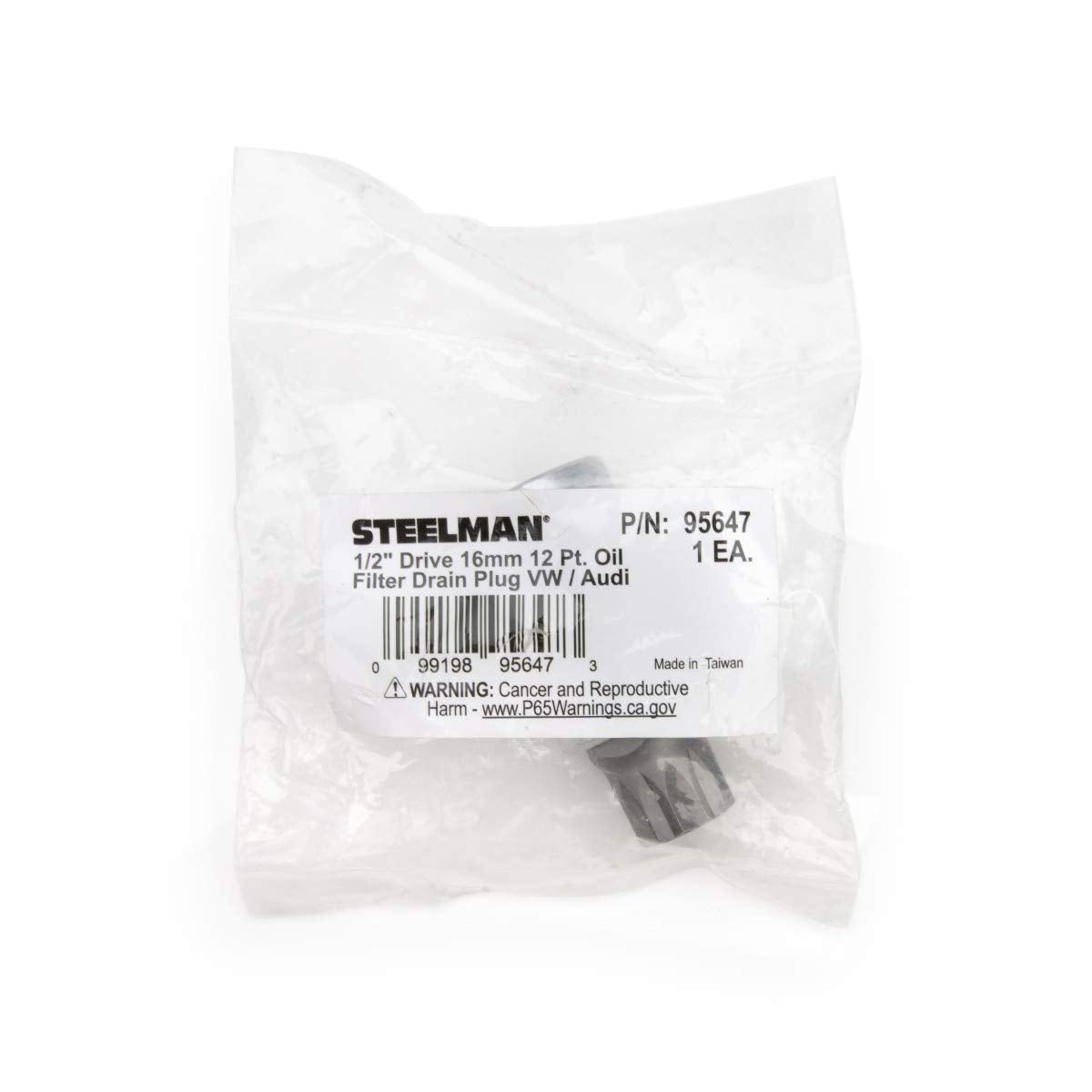 Steelman 16Mm 1/2-Inch Drive 12-Point Triple Square Tamper-Proof Transmission Drain Plug Bit Socket Tool For Vw/Porsche, Durable Chrome Vanadium Steel