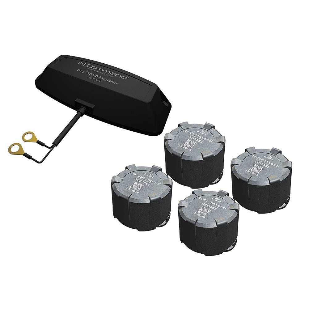 iN-Command NCTP100 Tire Pressure Monitoring System, Four Bluetooth-Enabled Tire Pressure Monitoring Sensors, Bluetooth Repeater 