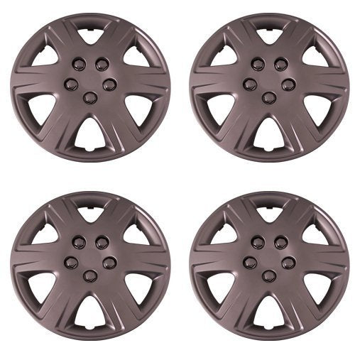 Set Of 4 Silver 15 Inch Aftermarket Replacement Hubcaps With Metal Clip Retention System - Part Number: Iwc422/15S