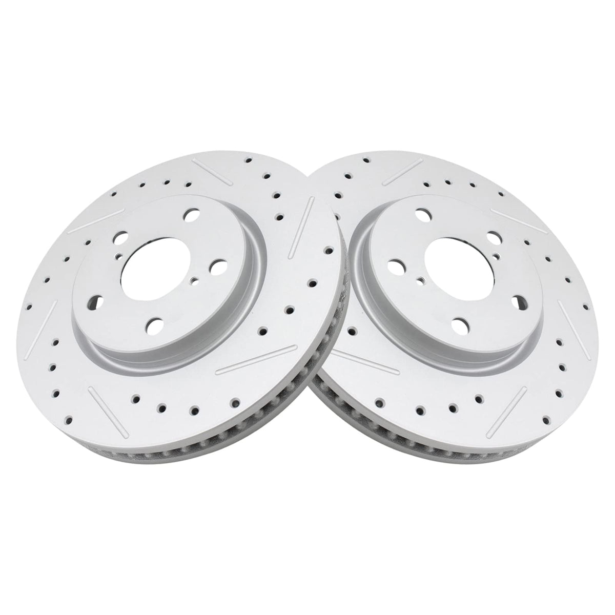 Trq Front Performance Brake Rotors Set Premium G-Coated Cross Drilled & Slotted Compatible With 2006 Lexus Gs300 2009-2015 Is250
