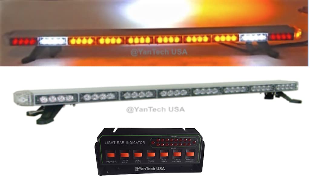 50' Amber Clear Super Bright Led Light Bar Flashing Warning Tow Truck Wrecker Police Snow Plow With Brake/Turn Signal Lights And Cargo Lights - Usa Warranty W/Lifetime Service