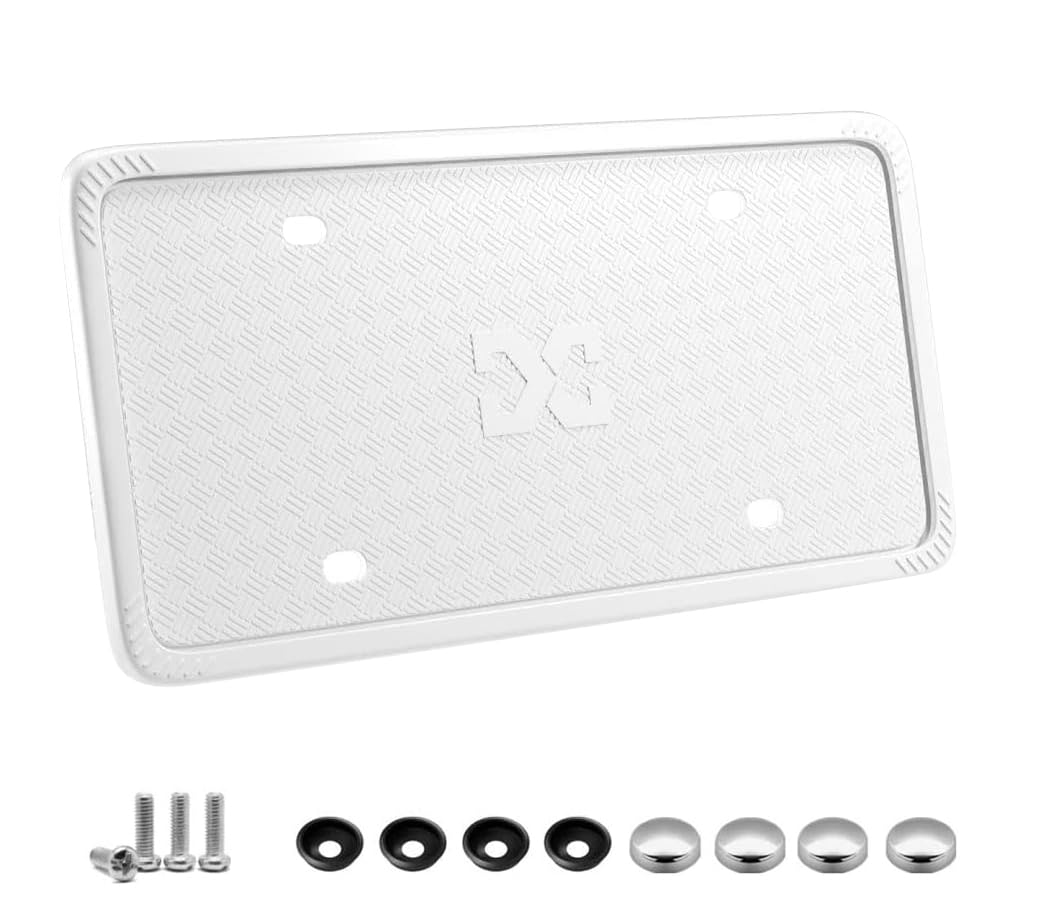 Xclpf Silicone White License Plate Frame Covers 1 Pack- Front And Back Car Plate Bracket Holders. Rust-Proof, Rattle-Proof, Weat