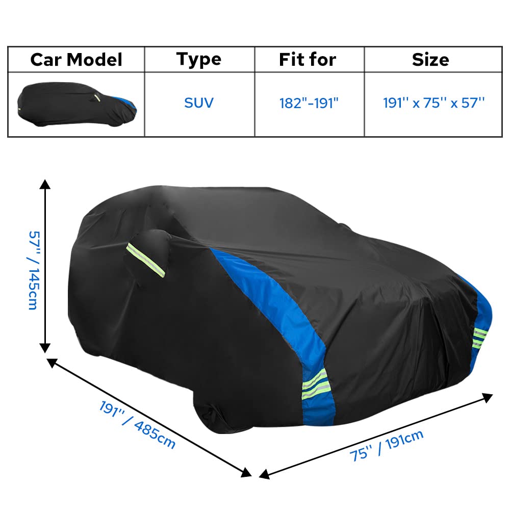 Avecrew Suv Car Cover Waterproof All Weather For Automobiles, Outdoor Heavy Duty Full Exterior Suv Covers (Length: 182 ''-191 ''
