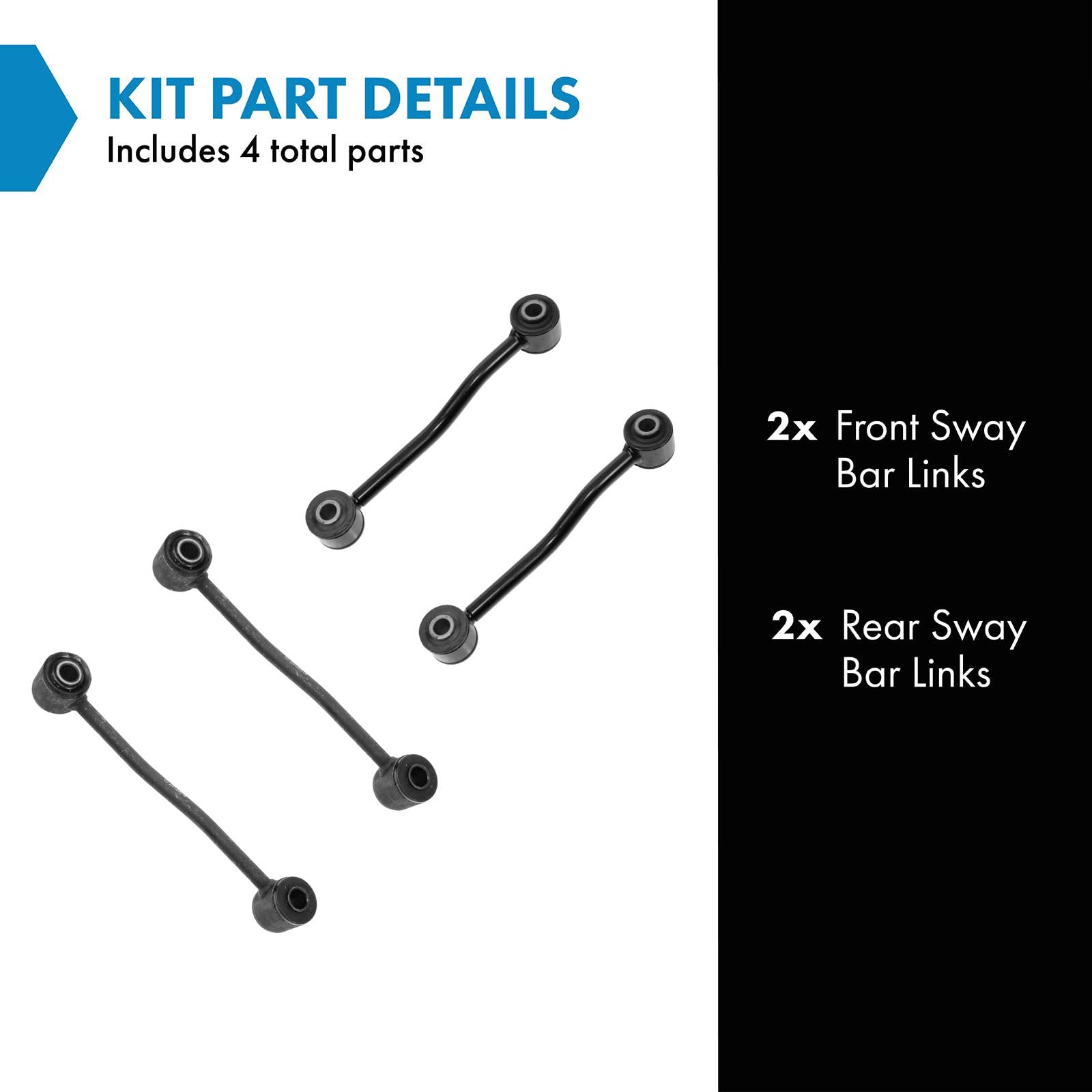 Trq Front & Rear Sway Bar Stabilizer Link Set Compatible With 1999-2004 Jeep Grand Cherokee