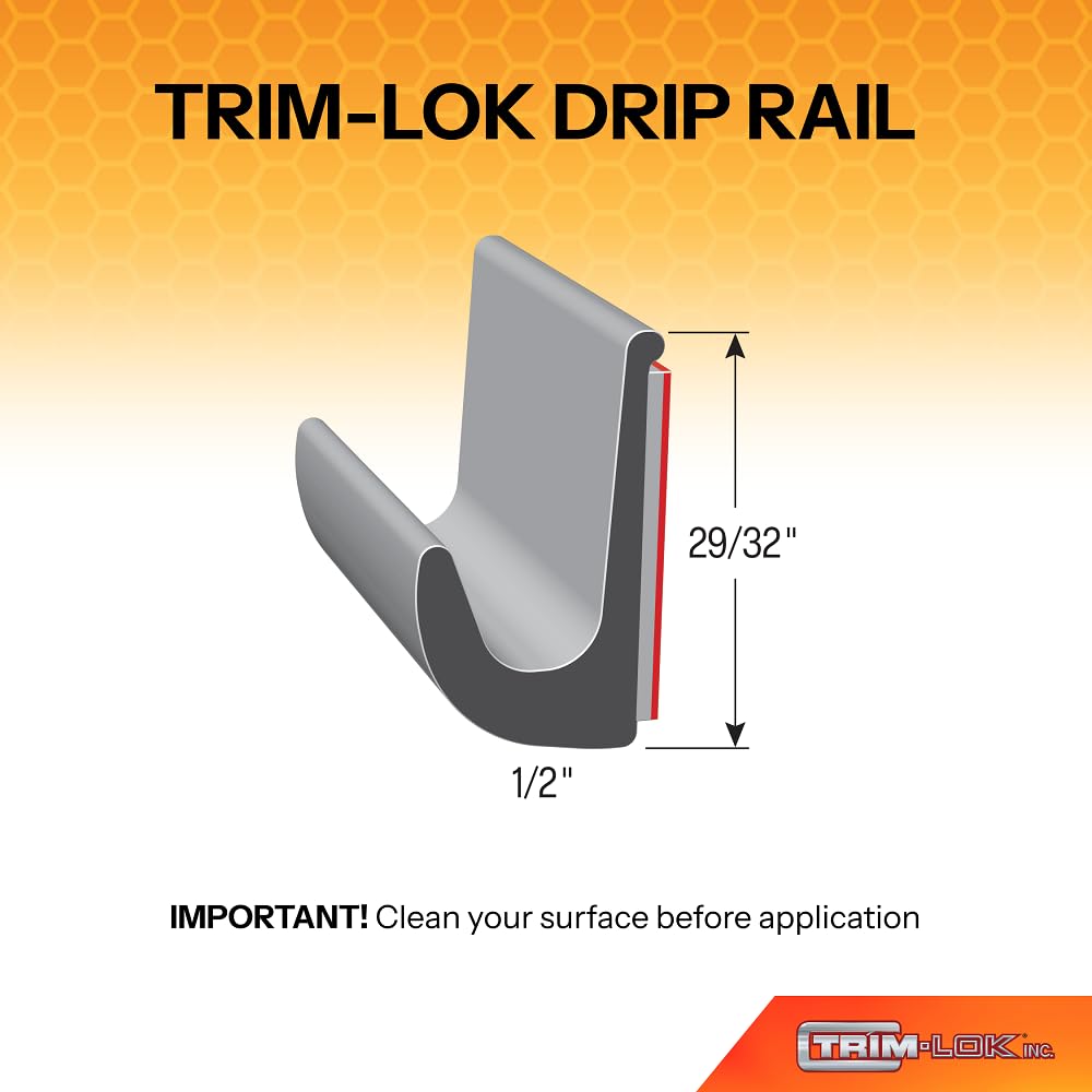 Trim-Lok Drip Rail, White - 1/2    Height, 250 Length - Pvc Plastic Rain Gutter For Cars, Vans, And Rvs, Easy To Install Flexibl