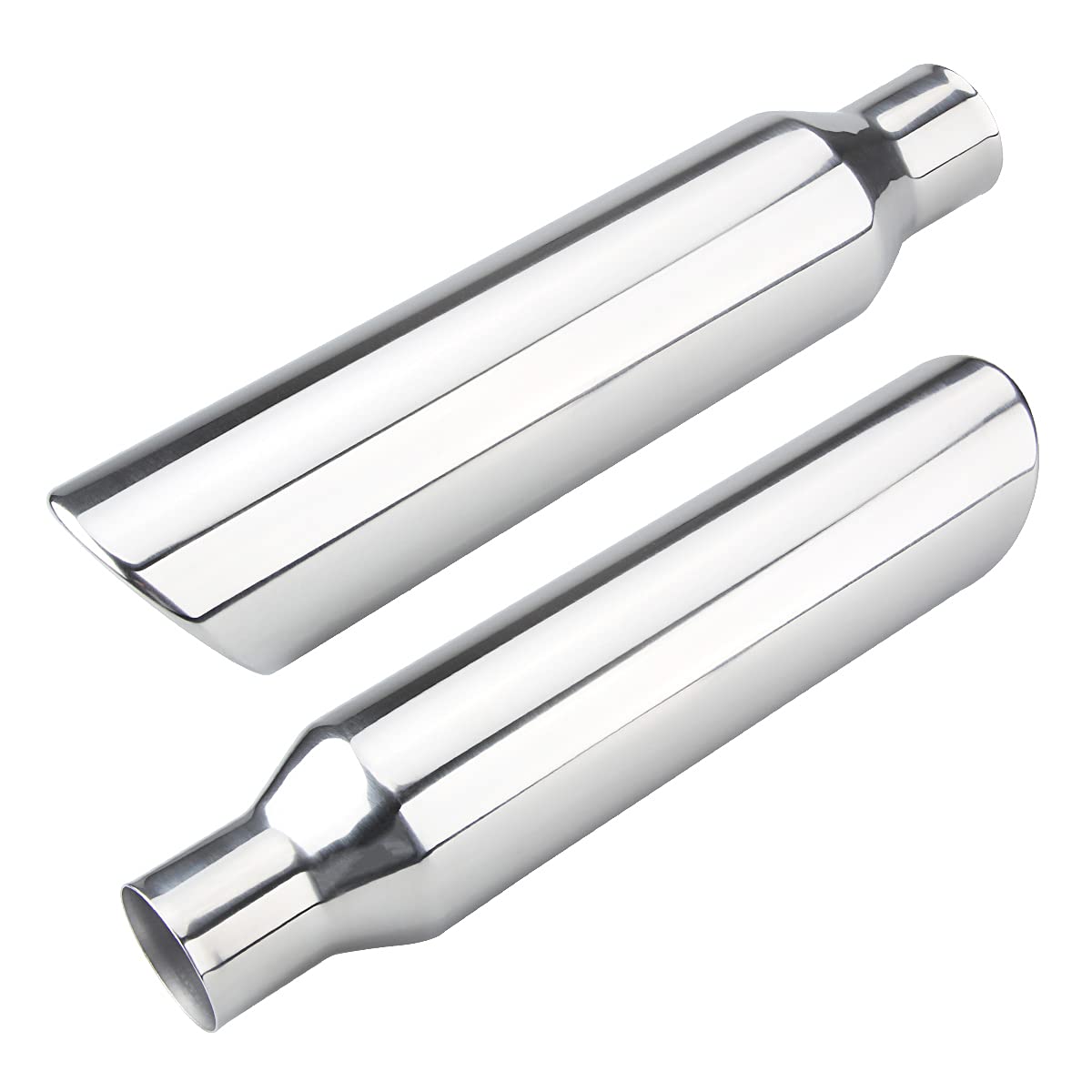 Lcgp 2.5 Inch Inlet Exhaust Tip,2.5' Inlet X 4' Outlet X 18' Overall Length Weld On Universal Stainless Steel Polished Diesel Exhaust Tailpipe Tip 2 Pcs