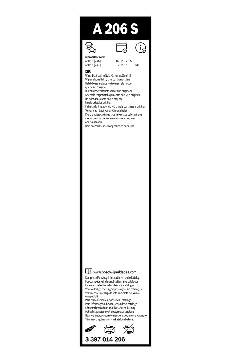 Bosch 3397014206 Aerotwin Oe Replacement Wiper Blades Driver & Passenger Side - Set Of 2 (26'' & 19'')