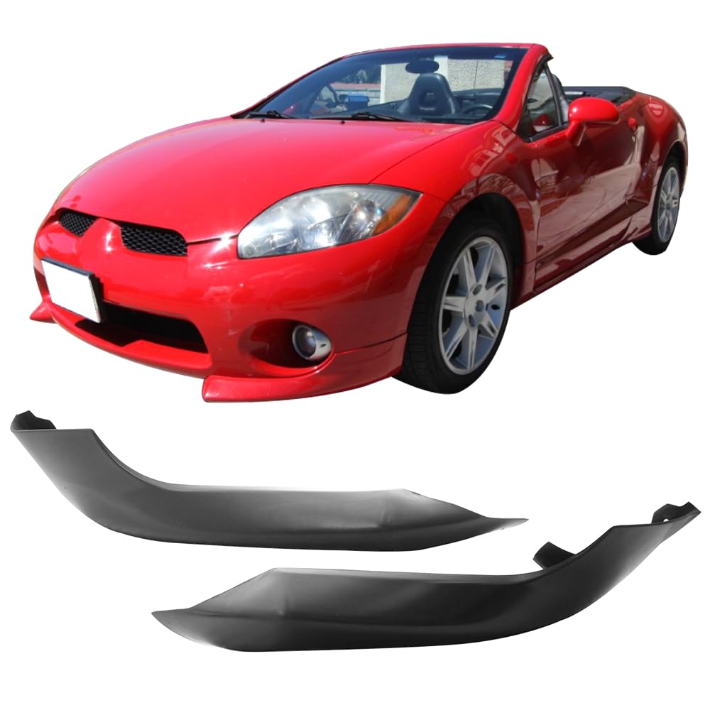 IKON MOTORSPORTS Front Bumper Lip, Black PU, Compatible with 2006-2008 Mitsubishi Eclipse, Model BLF-ME0608OE-PU