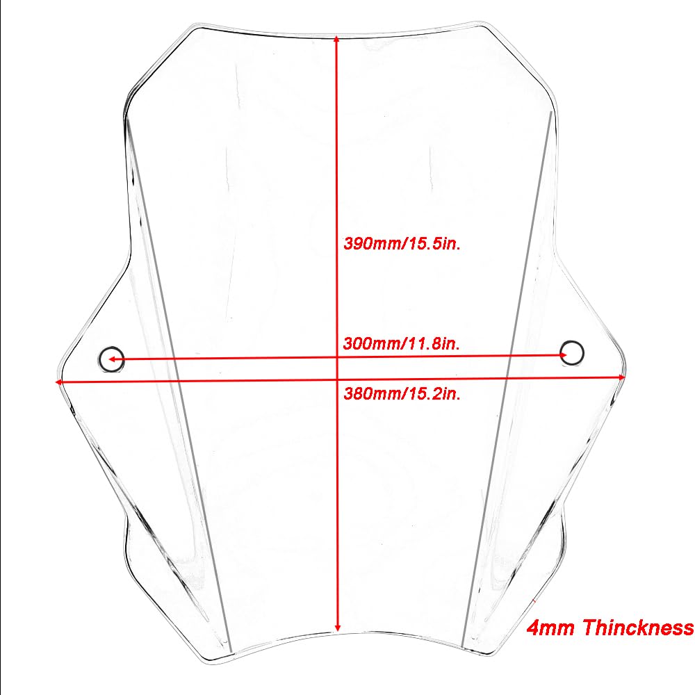 16.5'' Motorcycle Windscreen Wave Windshield Motorbike Wind Deflector Universal Transparent Color w/Universal Handle Bar Clamp M