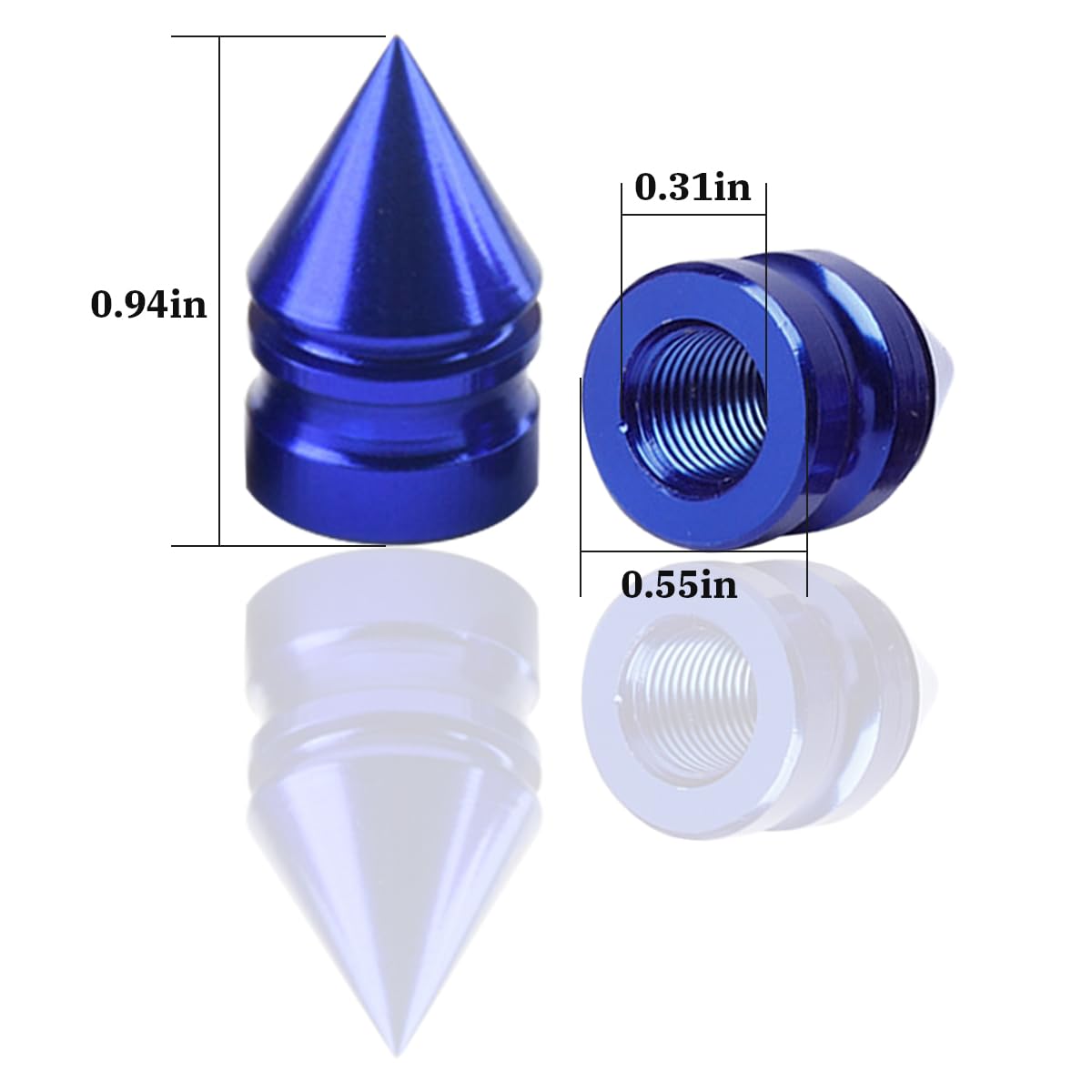 Osilly Universal Blue Round Aluminum Car Tire Valve Caps, 8 Pack Spike Design, Dust-Proof, Fit for Cars, Trucks, SUVs and Motorc