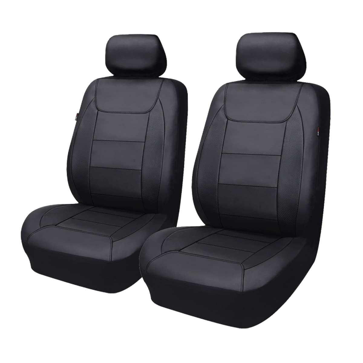 Flying Banner Car Seat Covers Protects Water Proof Faux Leather Carbon Fiber Fronts Solid Black (Solid Black, Front Pair)