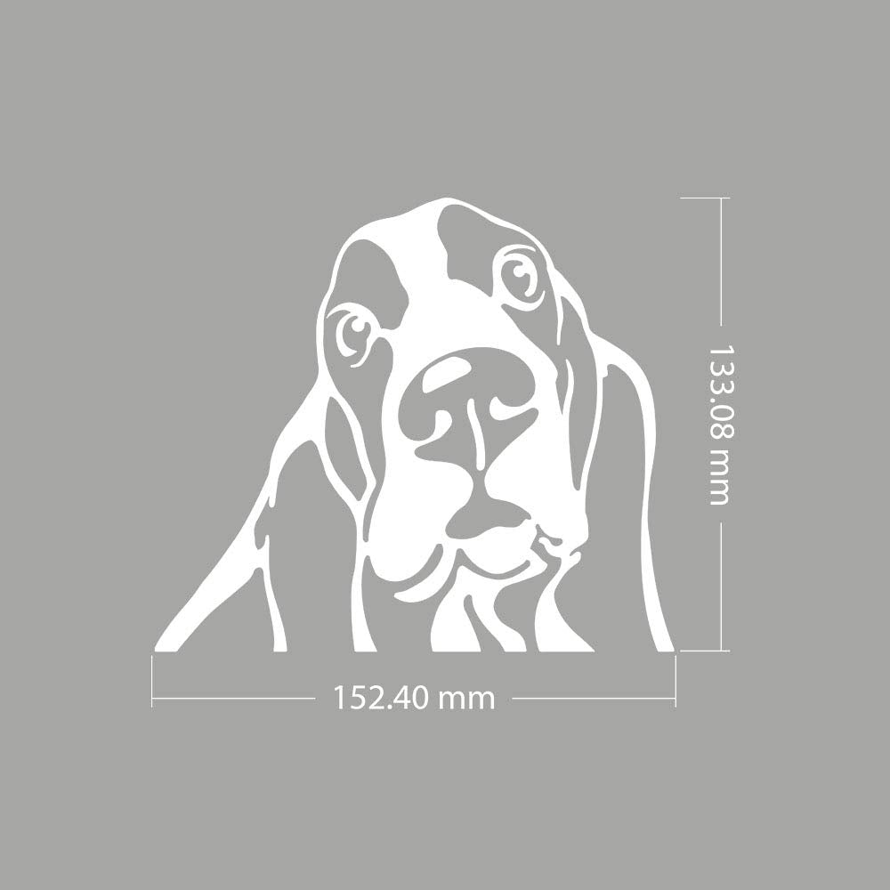 Wirester 6 Inch Clear Vinyl Decal Sticker Decoration For Car Window (Or Any Flat Surface) - Basset Hound Dog