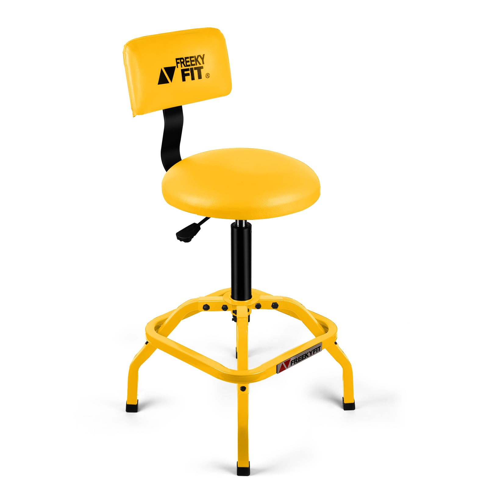 FreekyFit Shop Stool with Backrest, Mechanic Garage Stool for Workshop, Adjustable Shop Stools Chair, Padded Workbench Stools fo