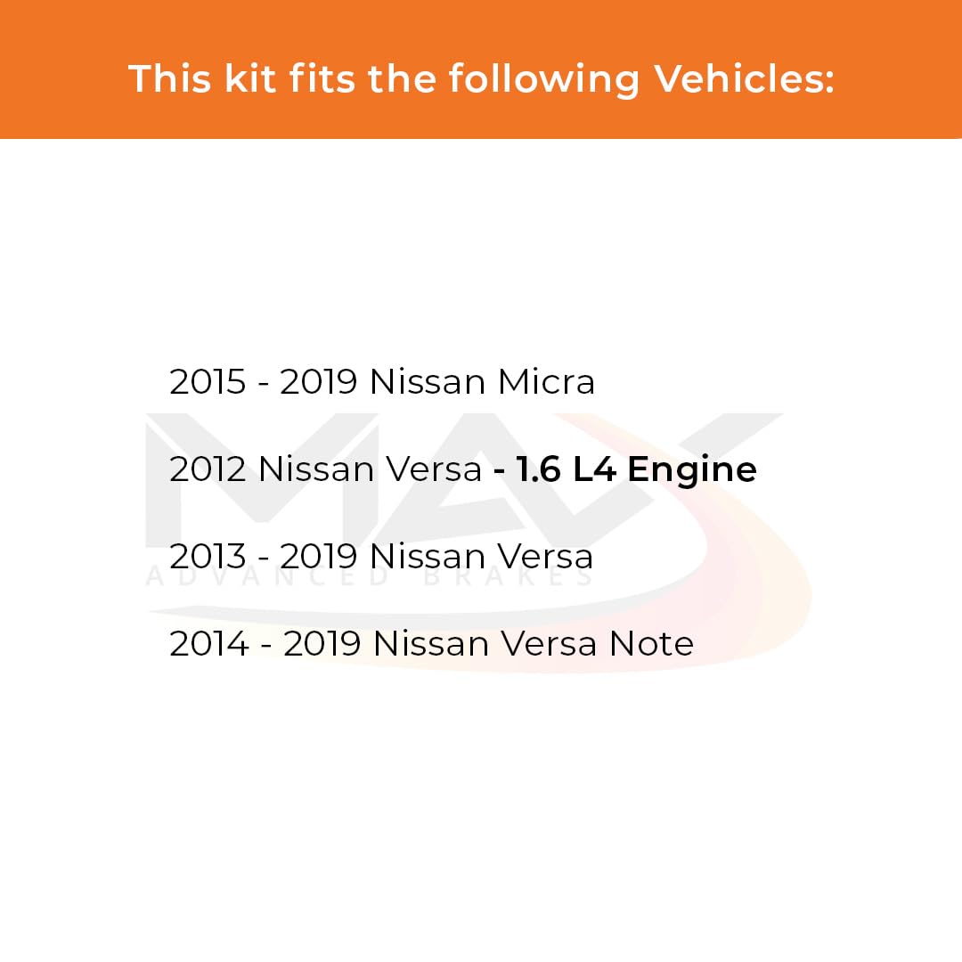 Max Advanced Brakes Front Brake Kit For 2012 2013 2014 2015 2016 2017 2018 2019 Nissan Versa Note Micra Replacement Drilled Slotted Black Coated Disc Brake Rotors And Ceramic Brake Pads