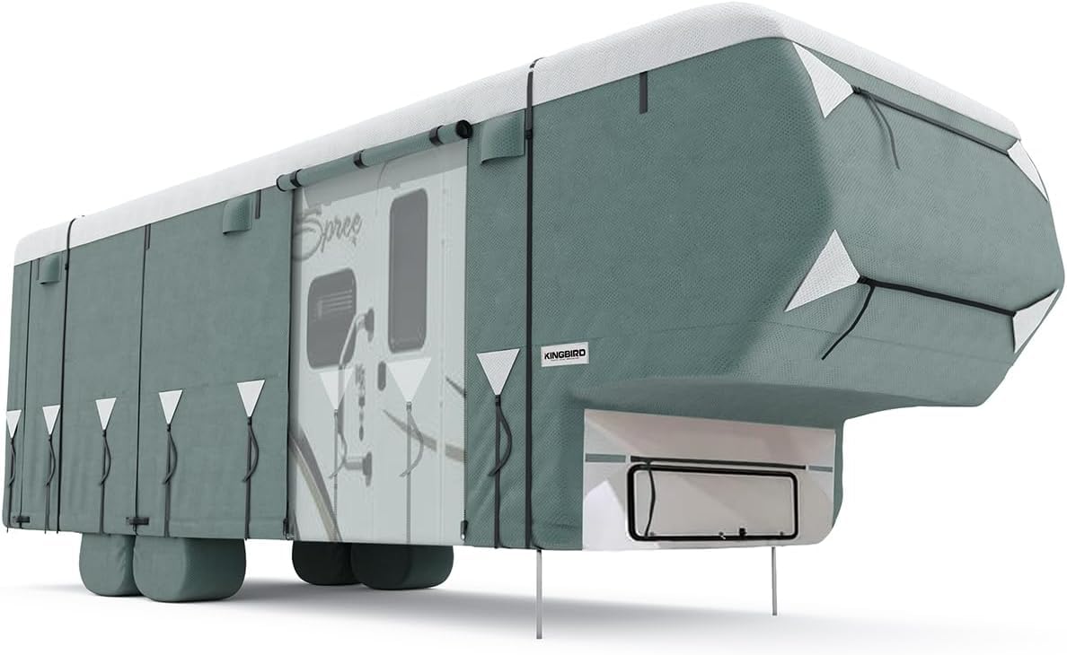King Bird Heavy Duty 5Th Wheel Rv Cover, Upgraded 5 Layers Anti-Uv Top Panel, Durable Camper Cover, Fits 26'- 29' Motorhome -Bre