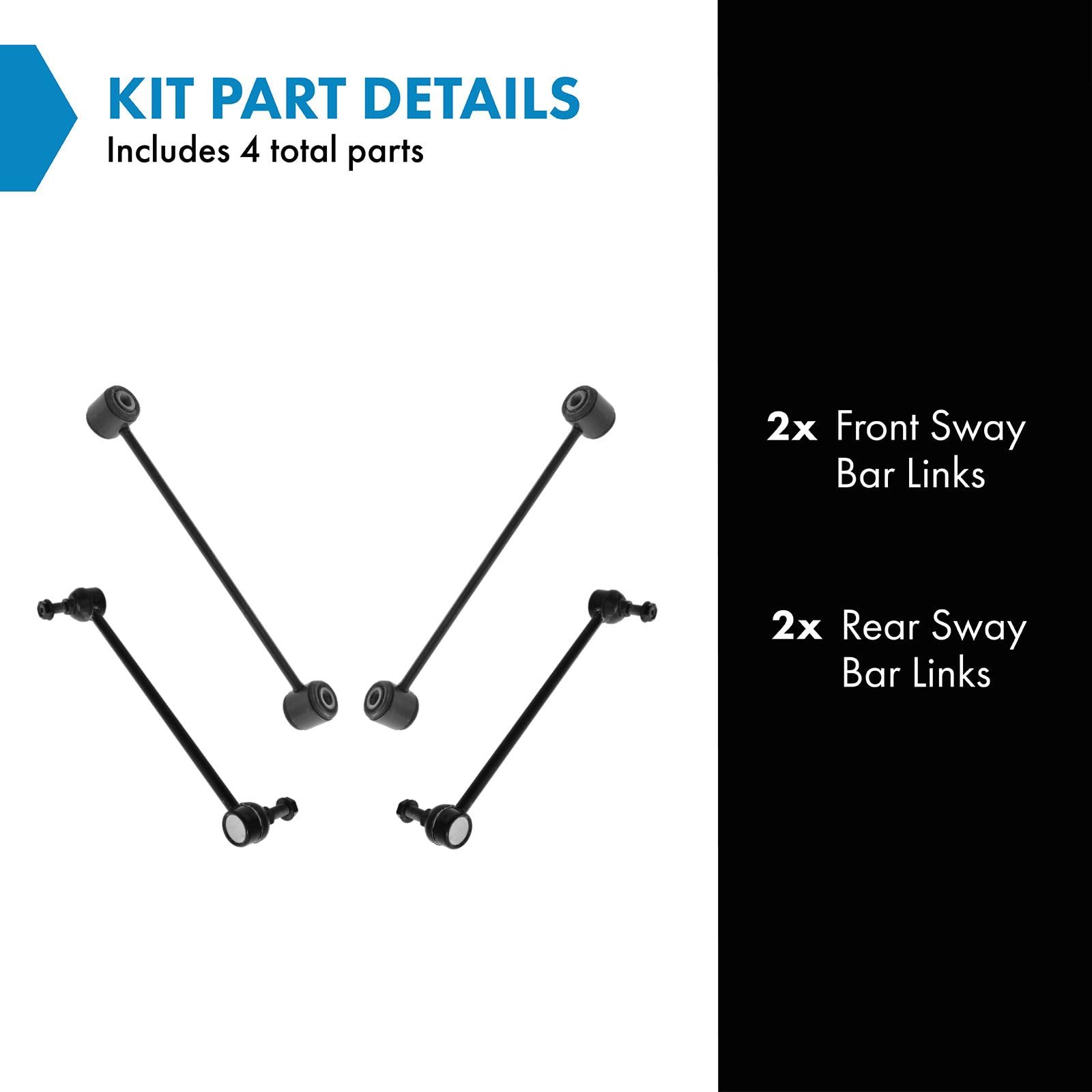 Trq Front & Rear Sway Bar Stabilizer Link Set Compatible With 2004-2008 Chrysler Pacifica