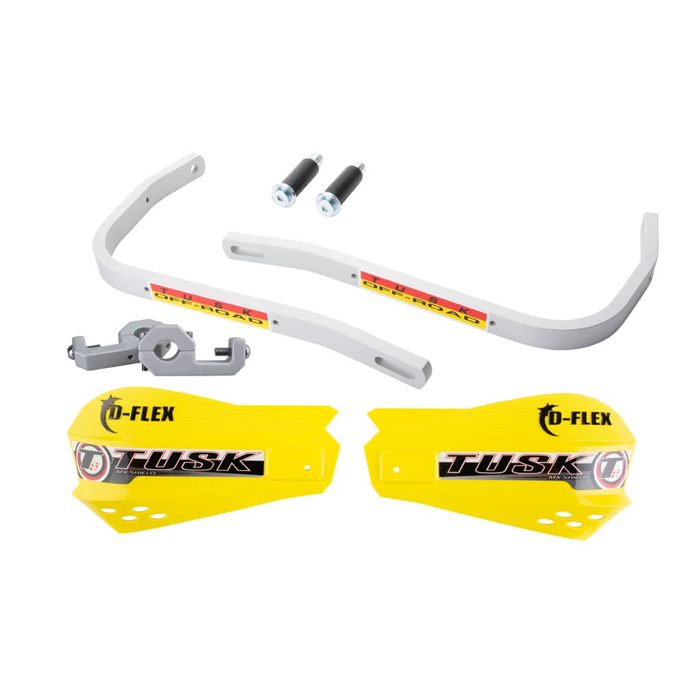 Tusk D-Flex Handguards with MX Shields Yellow 1 1/8'' Bar Mounts