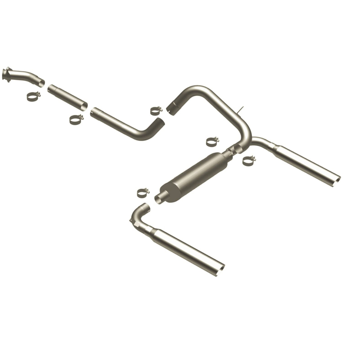 MagnaFlow Cat-Back Performance Exhaust System 16829 - Street Series, Stainless Steel 3in Main Piping, Dual Split Rear Exit, Poli
